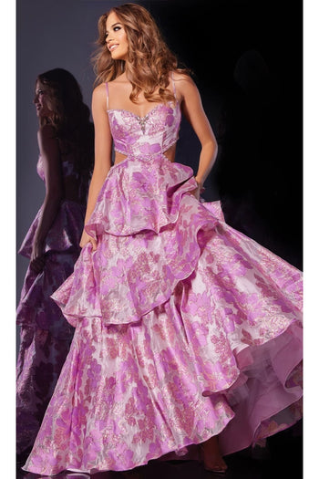 Floral Pink Prom Ball Gown: Jovani D5994 - Pink / Prom