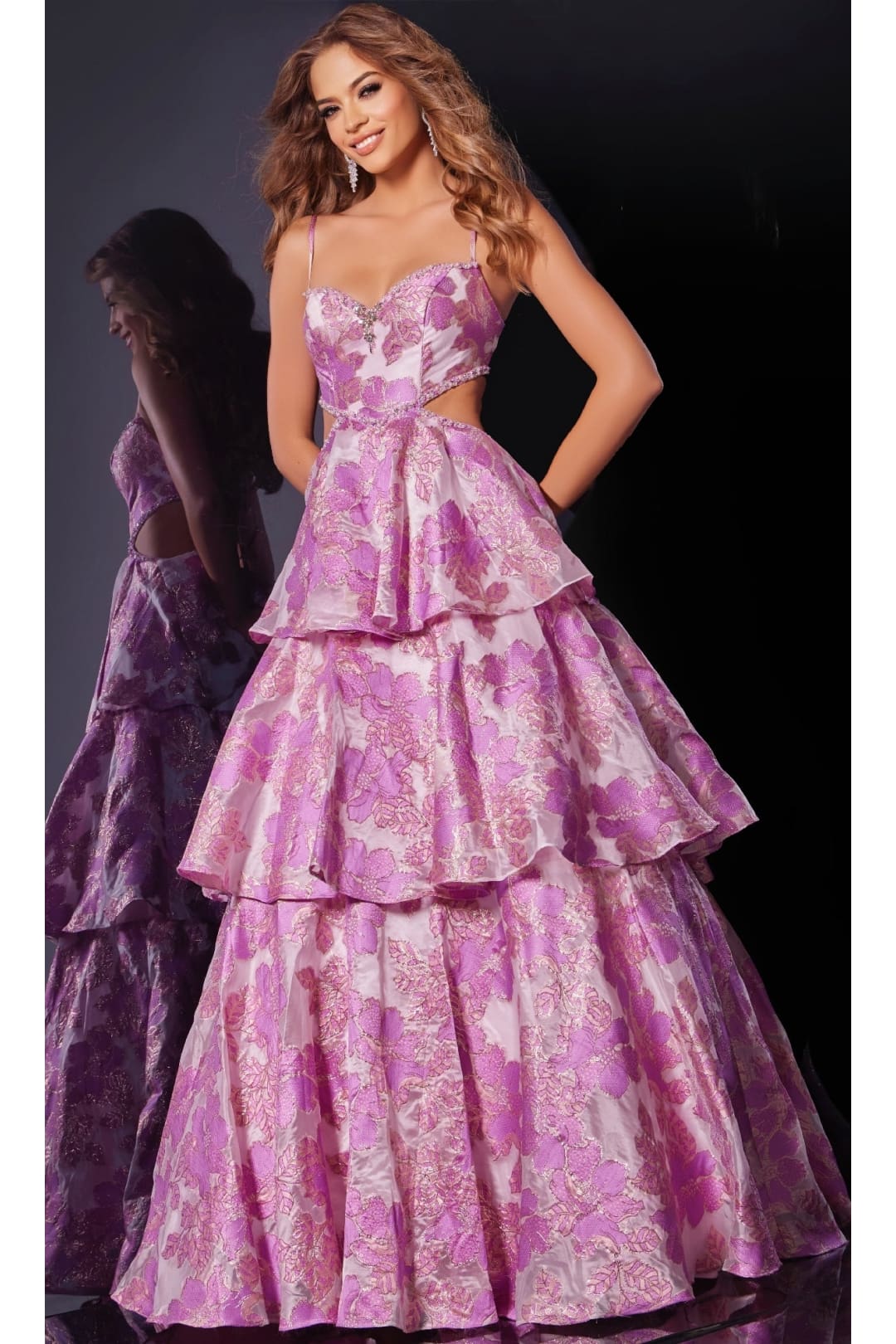 Floral Pink Prom Ball Gown: Jovani D5994 - Prom