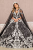 Floral Print Cloak Ball Gown by Elizabeth K GL3168 - Quinceanera Dresses