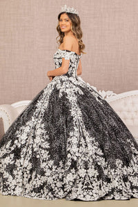 Floral Print Cloak Ball Gown by Elizabeth K GL3168 - Quinceanera Dresses