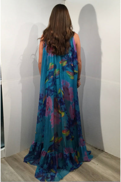 Floral Print Halter A-line Gown by Jovani 38721 - Long Formal Dresses