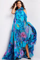 Floral Print Halter A-line Gown by Jovani 38721 - 00 / Print - Long Formal Dresses