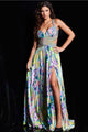 Floral Print Sleeveless A-line Slit Gown by Jovani 38733 - 00 / Print - Long Formal Dresses