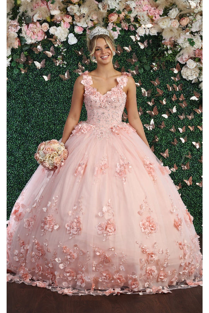 Floral Quinceañera Gown - BLUSH / 4