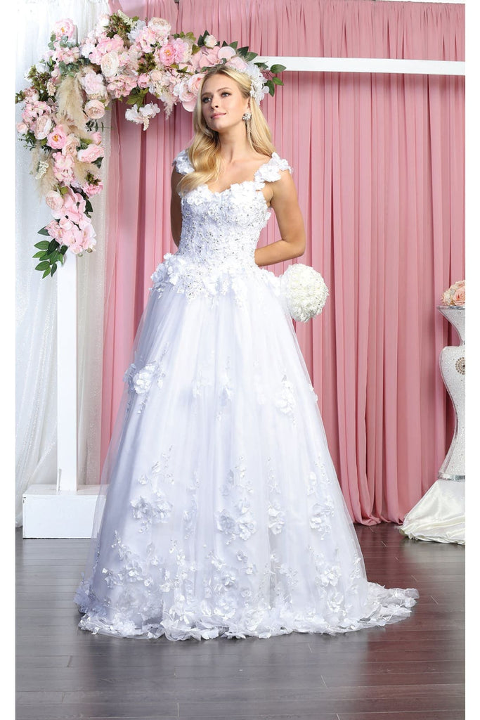 Floral Quinceañera Gown - WHITE / 4