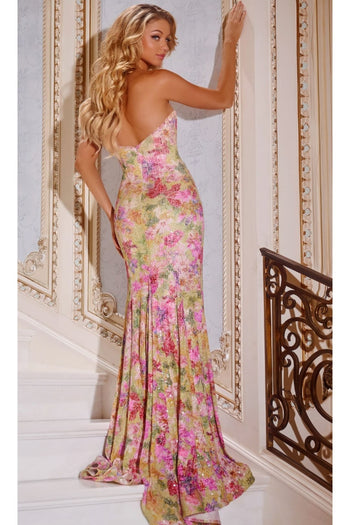 Floral Sequin Prom Dress: Jovani 44069 - Prom