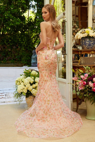 Floral Strapless Mermaid Dress by GLS Gloria GL3627 - Long Formal Dresses