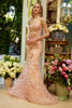 Floral Strapless Mermaid Dress by GLS Gloria GL3627 - XS / Peach - Long Formal Dresses