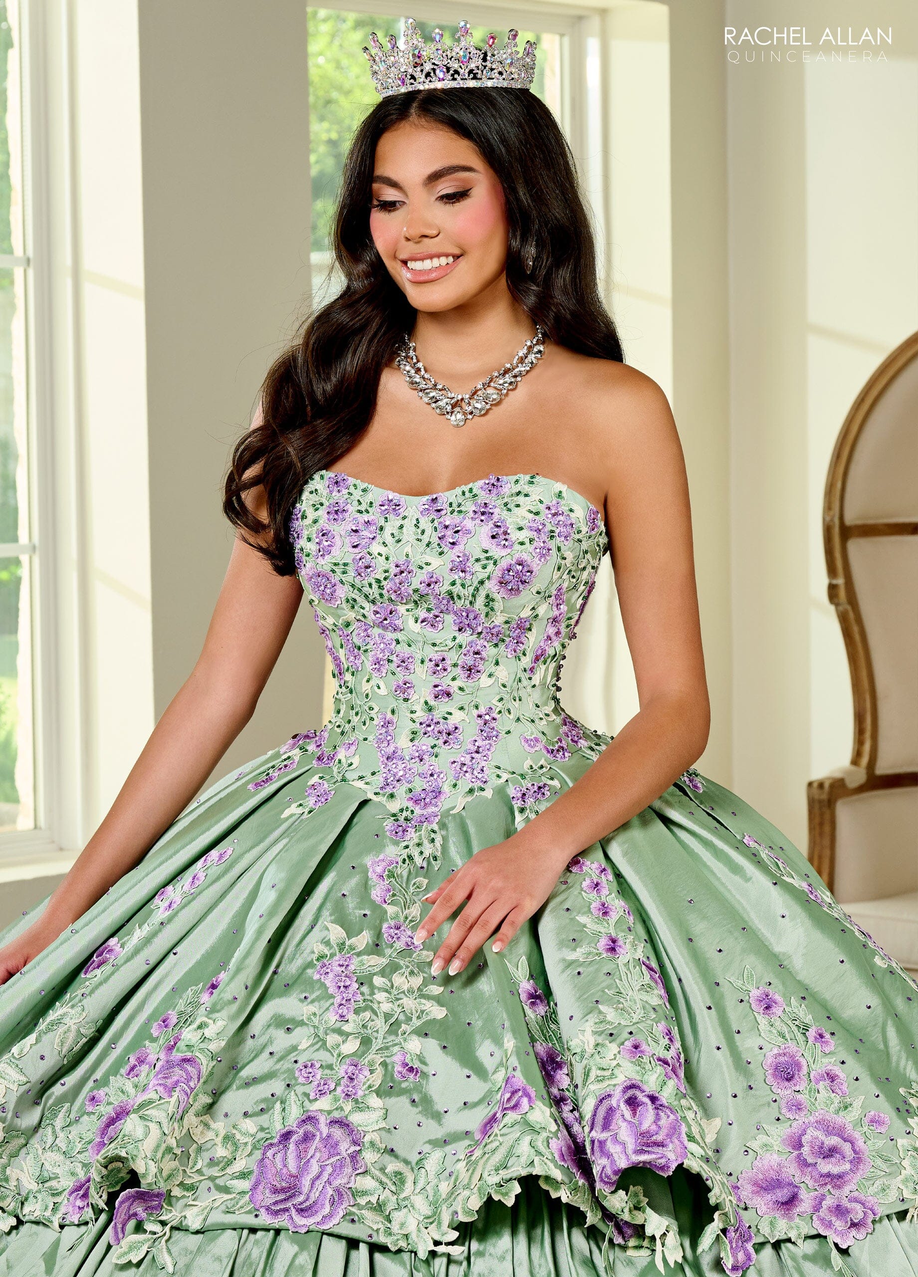 Rachel Allan RQ5002 Floral Tiered Lace Quinceanera Dress