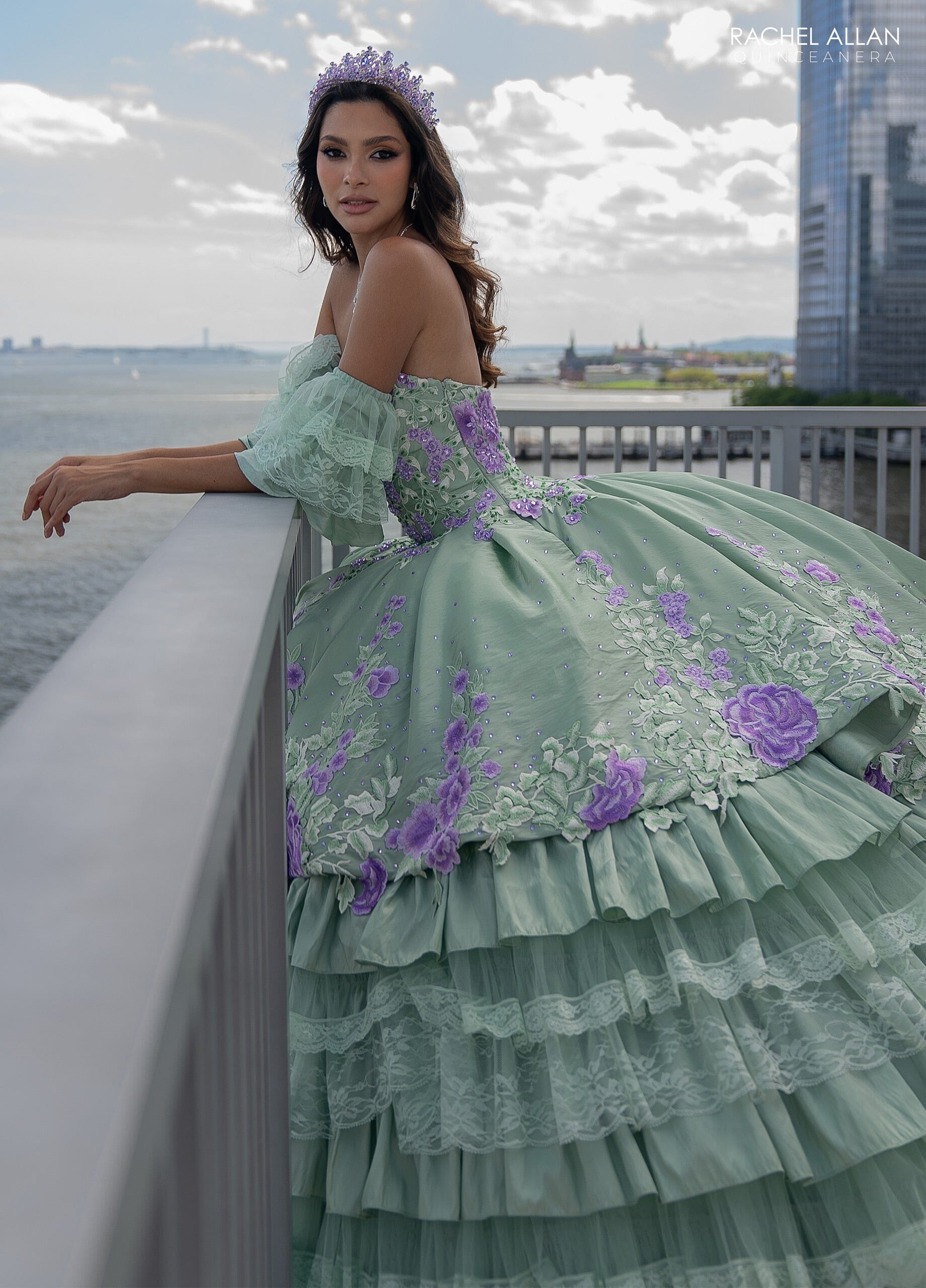 Rachel Allan RQ5002 Floral Tiered Lace Quinceanera Dress