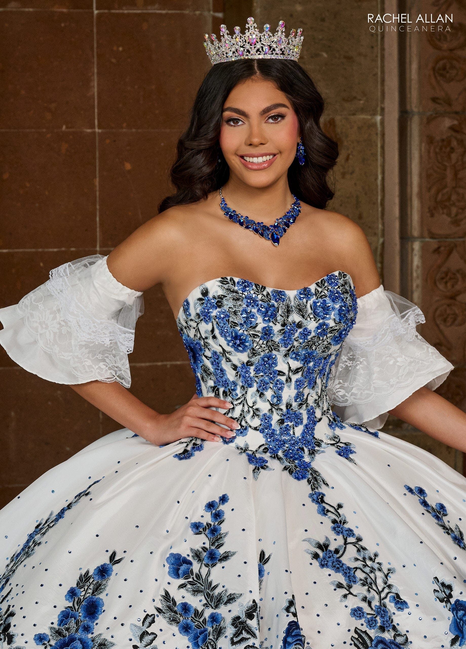 Rachel Allan RQ5002 Floral Tiered Lace Quinceanera Dress