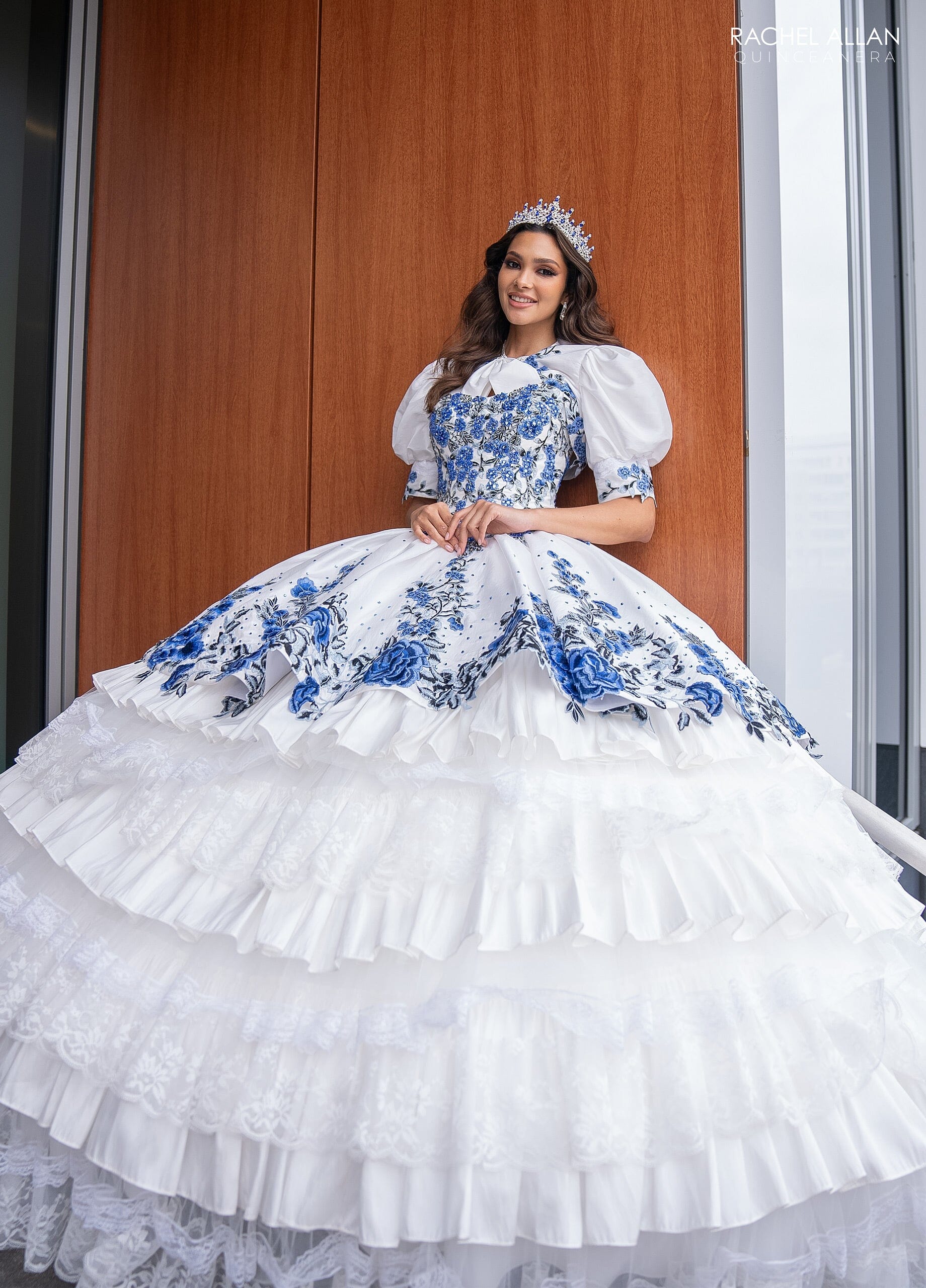 Rachel Allan RQ5002 Floral Tiered Lace Quinceanera Dress