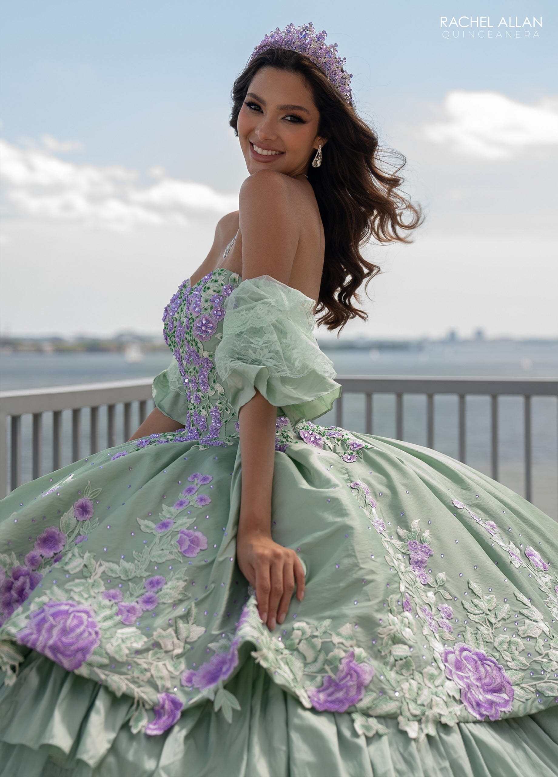 Rachel Allan RQ5002 Floral Tiered Lace Quinceanera Dress