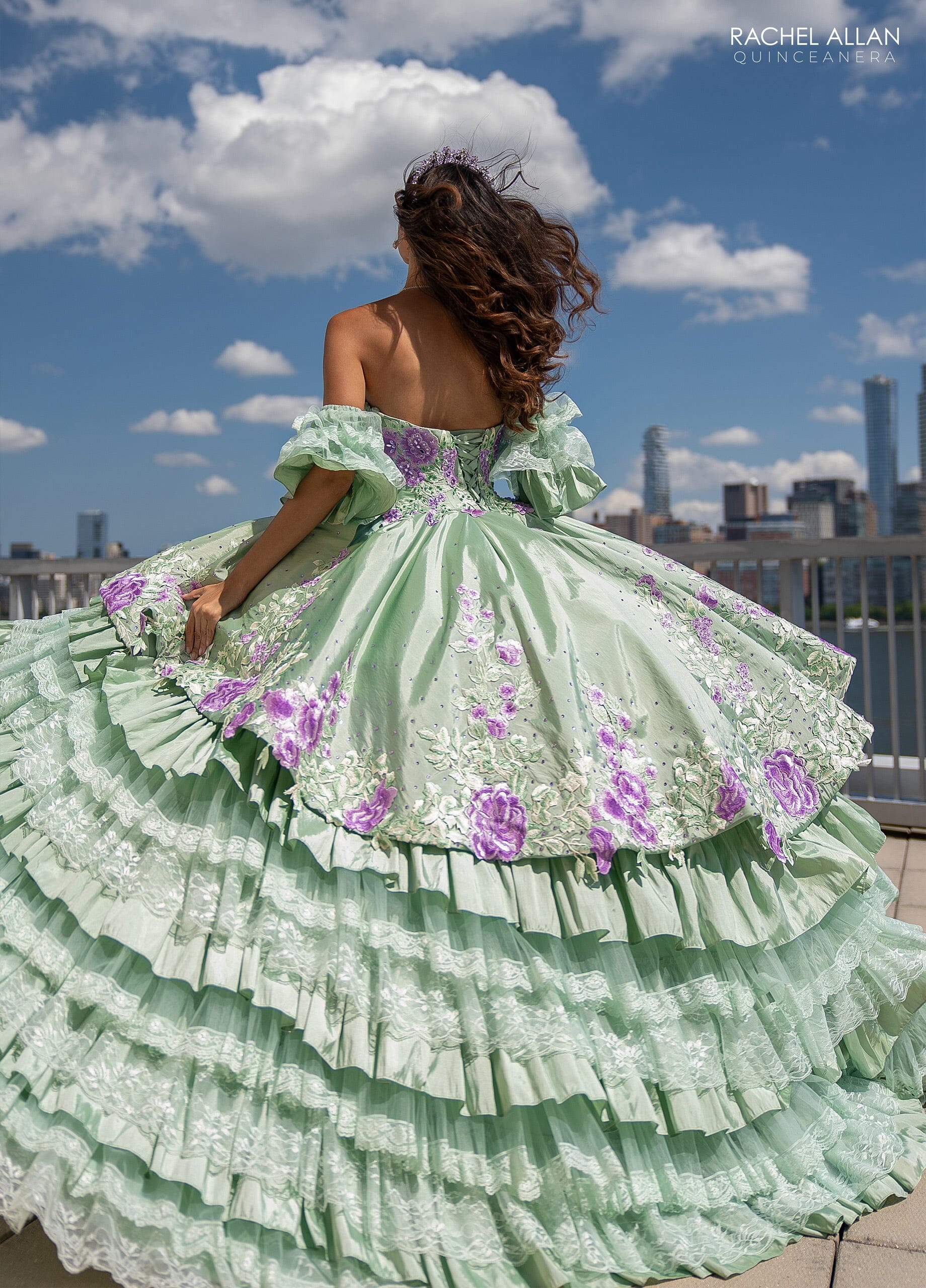 Rachel Allan RQ5002 Floral Tiered Lace Quinceanera Dress
