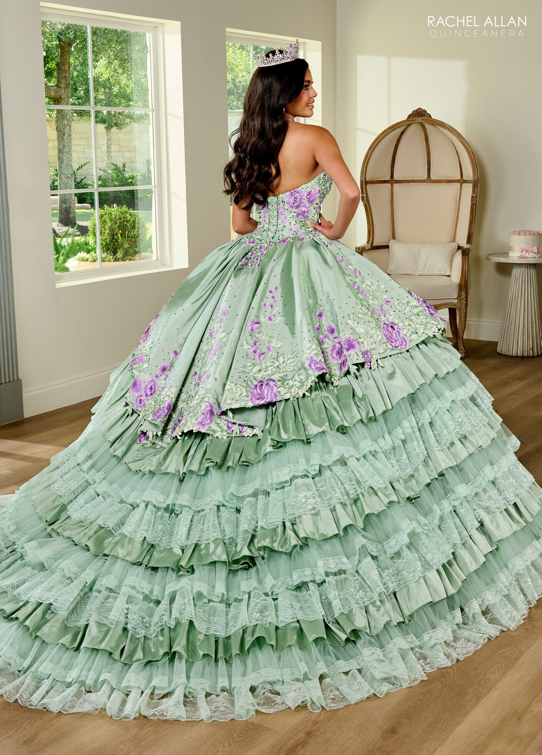 Rachel Allan RQ5002 Floral Tiered Lace Quinceanera Dress