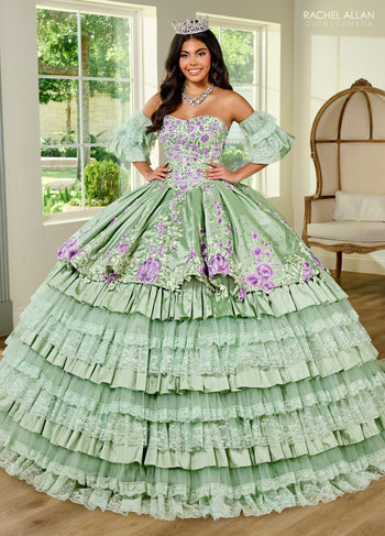 Rachel Allan RQ5002 Floral Tiered Lace Quinceanera Dress