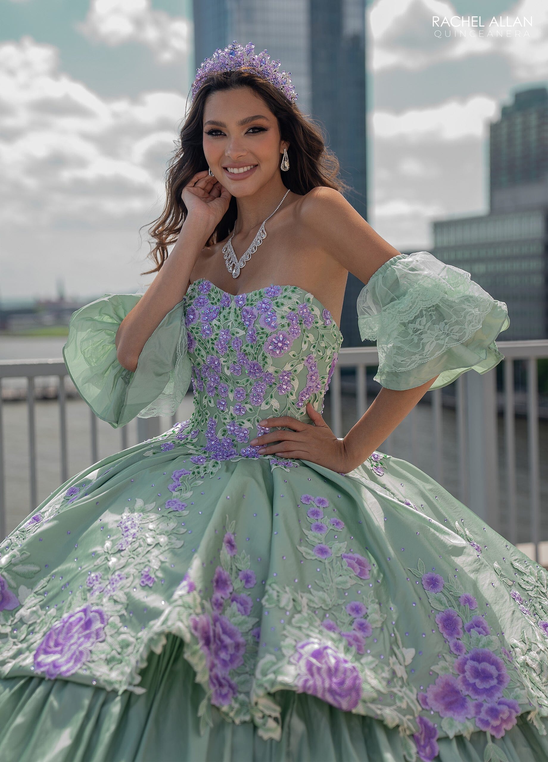 Rachel Allan RQ5002 Floral Tiered Lace Quinceanera Dress