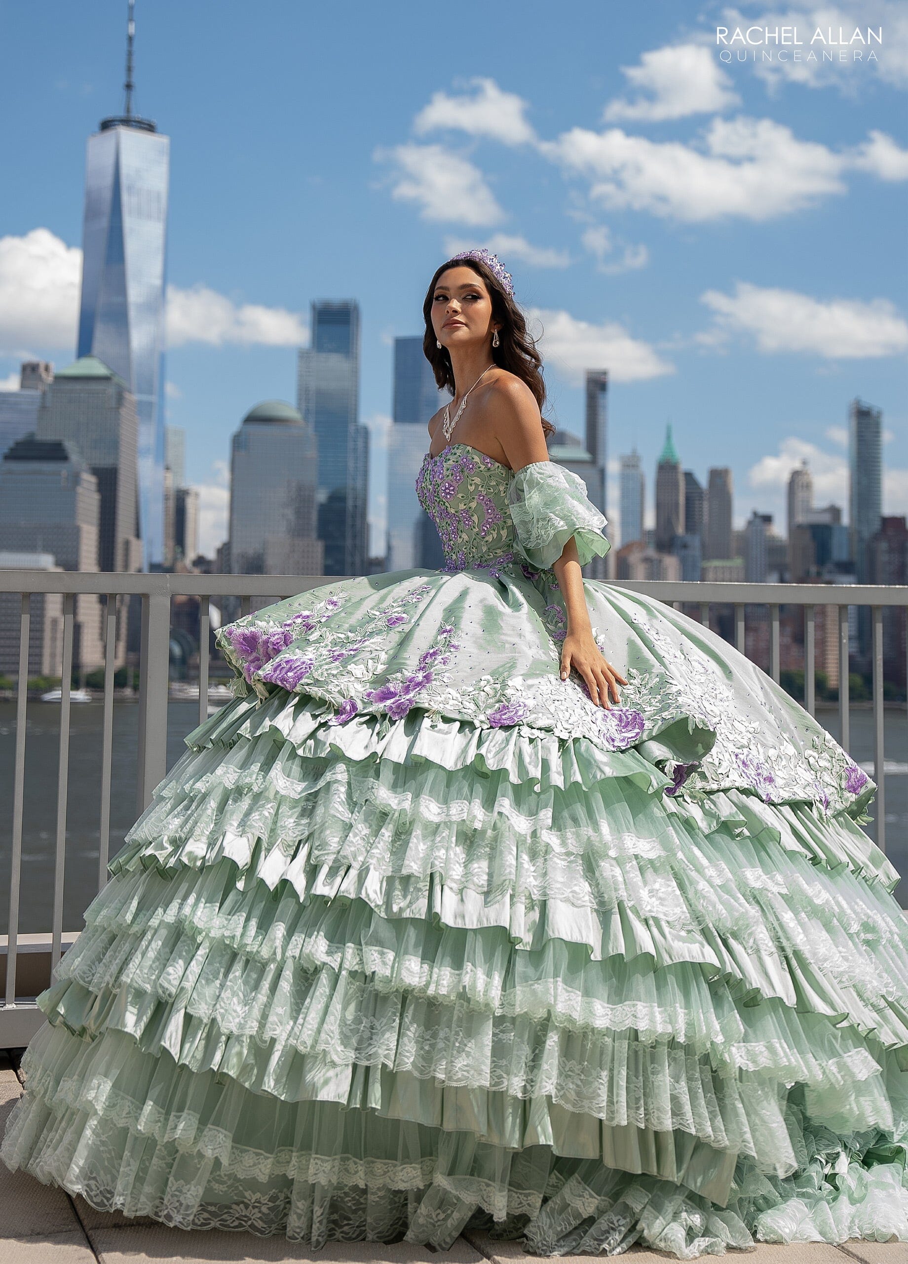 Rachel Allan RQ5002 Floral Tiered Lace Quinceanera Dress