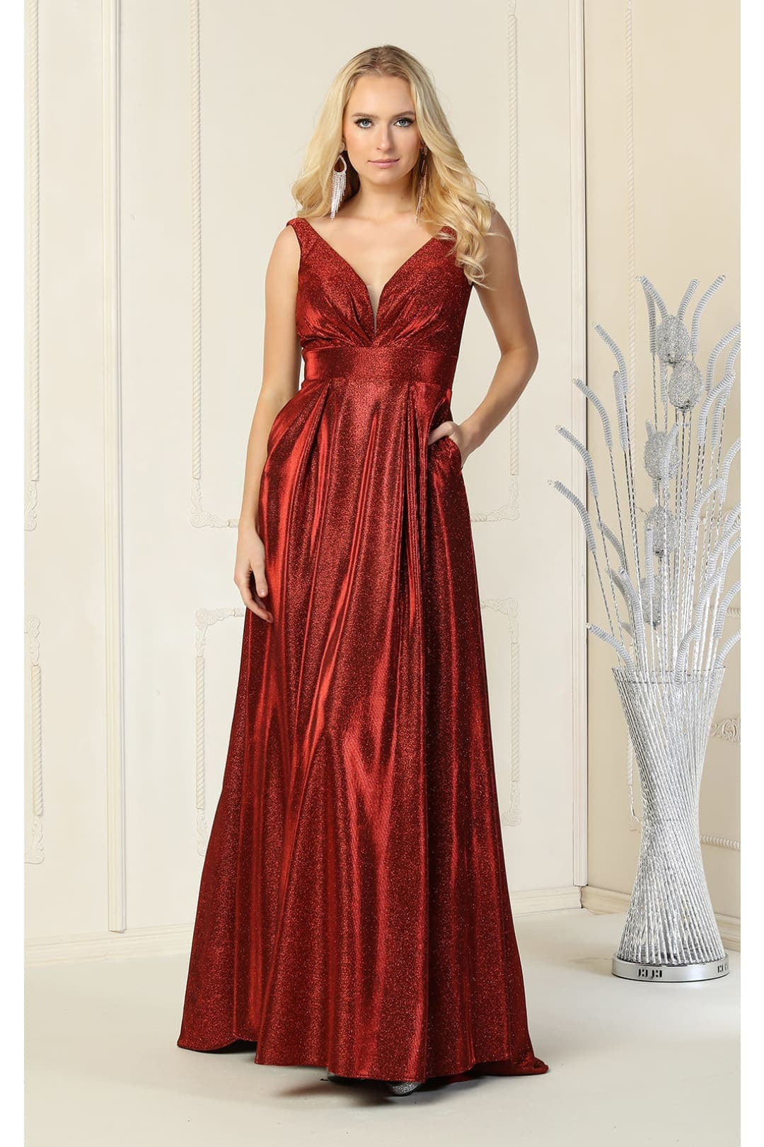 Special Occasion Formal Gown - BURGUNDY / 4