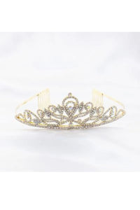 Formal Dress Shops T-1525 Quince Rhinestone Crown Tiara With Comb - Accessories