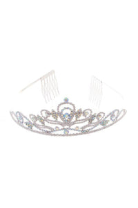 Formal Dress Shops T-1525 Quince Rhinestone Crown Tiara With Comb - Silver - Accessories