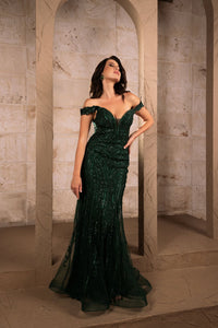 Formal Dress Short Sleeves Mermaid Prom Gown By Royal Queen RQ8157 - Dress