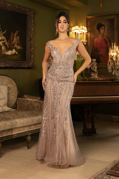 Formal Dress Short Sleeves Mermaid Prom Gown By Royal Queen RQ8157 - Dress