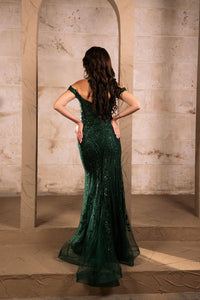 Formal Dress Short Sleeves Mermaid Prom Gown By Royal Queen RQ8157 - Dress