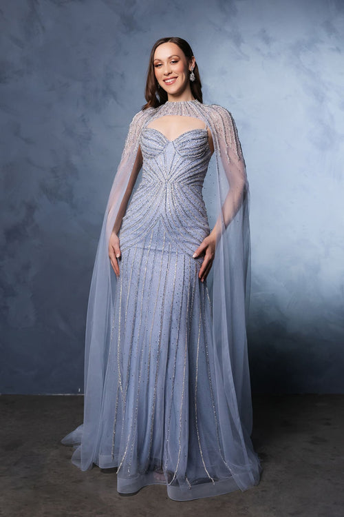 Formal Dress Sleeveless Mid Open Back Prom Gown By Royal Queen RQ8164 - DUSTYBLUE / 4 - Dress