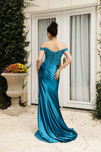 Formal Dress Sleeveless Ruched High Slit Gown By Royal Queen RQ8183 - Dress