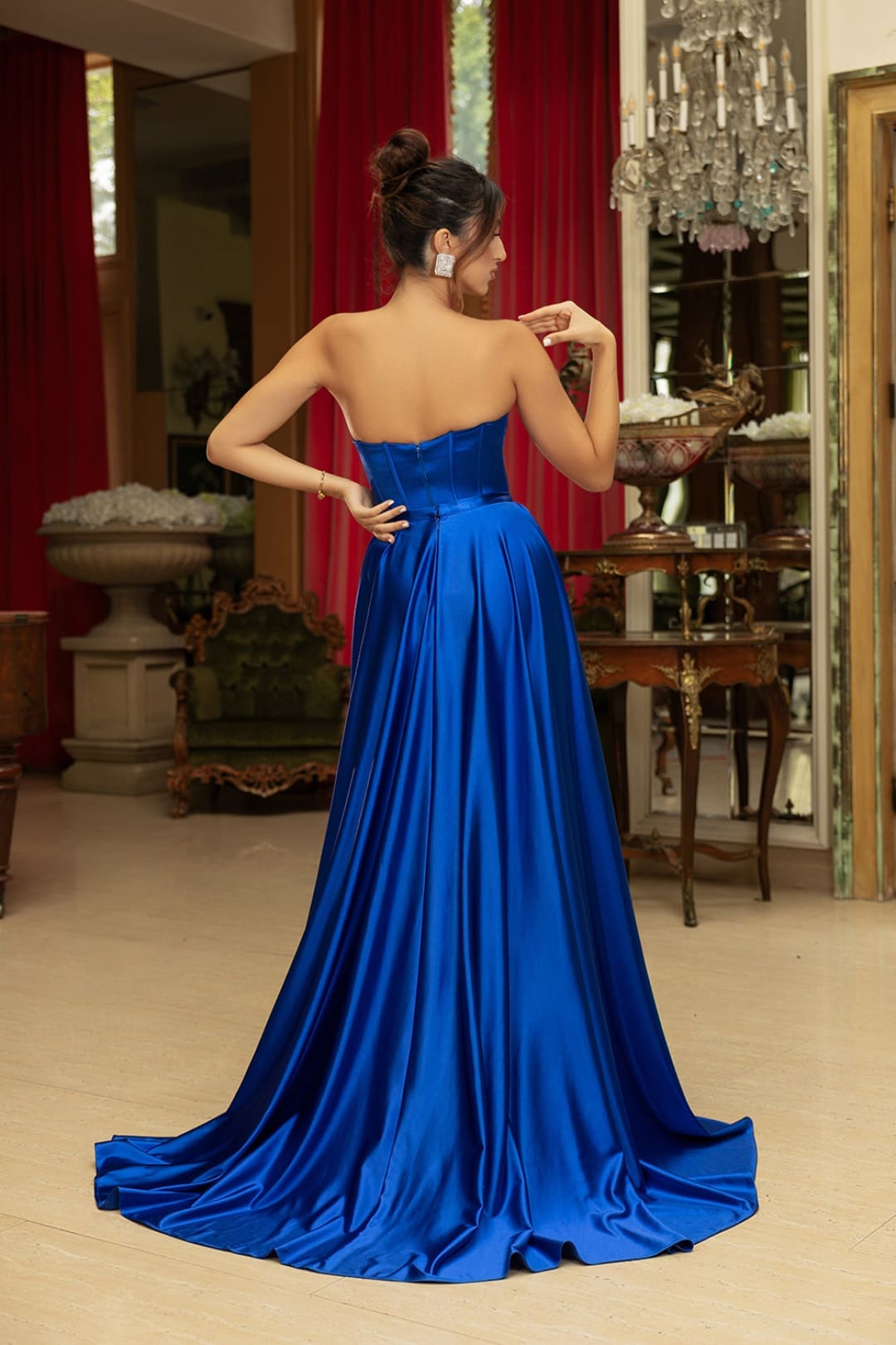 Formal Dress Strapless High Split A-Line Prom Gown By May Queen MQ2144 - Dress