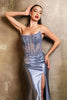 Formal Dress Strapless Sequin High Split Prom Gown By May Queen MQ2140 - Dress