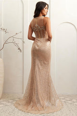Formal Dress V-Neck Embroidery Pageant Gown By Amelia Couture AG0111 - Dress