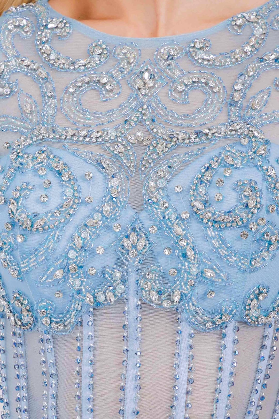 Formal Dress V-Neck Embroidery Pageant Gown By Amelia Couture AG0111 - Dress