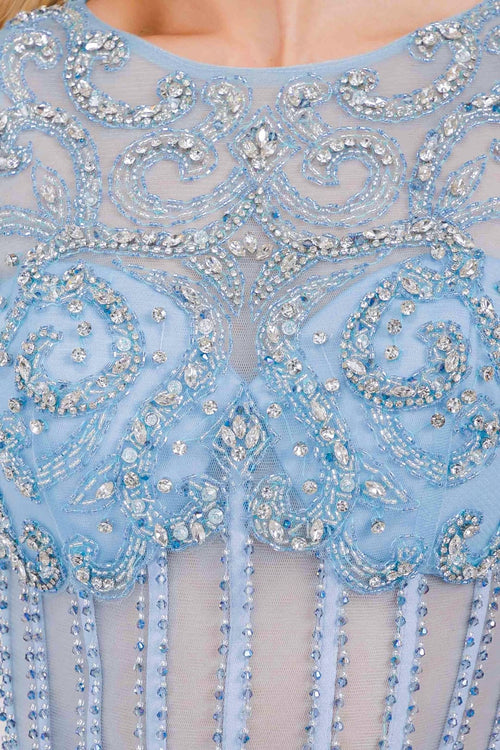 Formal Dress V-Neck Embroidery Pageant Gown By Amelia Couture AG0111 - Dress