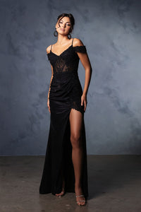 Formal Dress V-Neck Spaghetti Strap By May Queen MQ2142 - BLACK / 4 - Dress