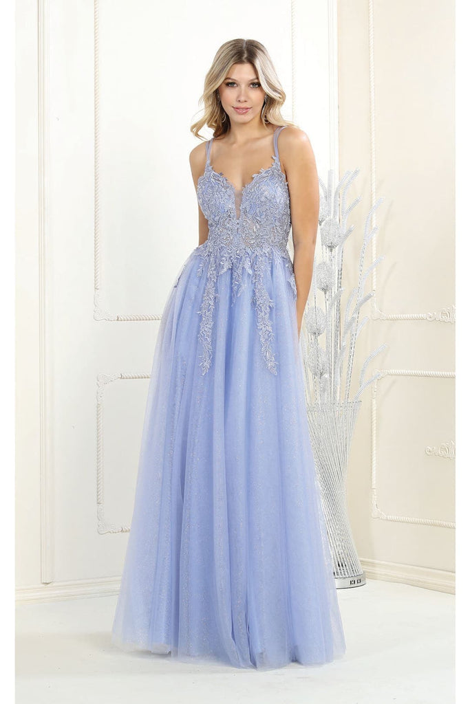 Formal Dresses For Women - DUSTY BLUE / 4