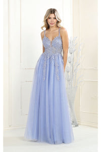 Formal Dresses For Women - DUSTY BLUE / 4
