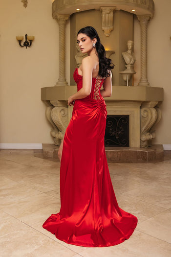 Formal Evening Gown With High Split Strapless Mermaid Prom Dress By May Queen MQ2109 - Dress