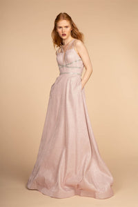Formal Evening Gown With Pockets - BABY PINK / XS