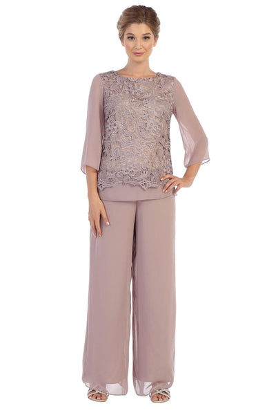 Formal 2 Piece Mother of the Bride Lace Pant Suit - The Dress Outlet