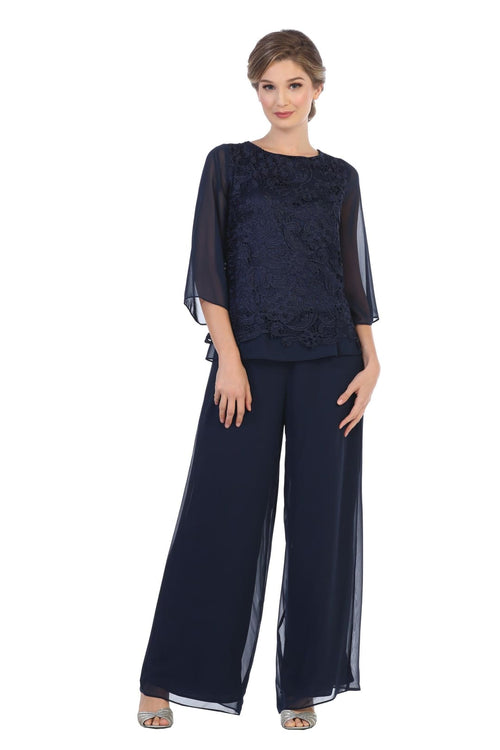 Formal 2 Piece Mother of the Bride Lace Pant Suit - The Dress Outlet
