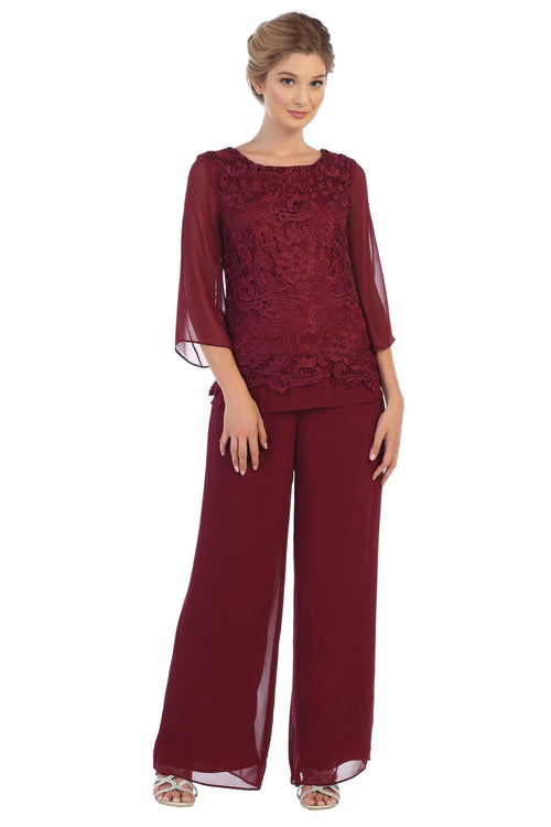 Formal 2 Piece Mother of the Bride Lace Pant Suit - The Dress Outlet