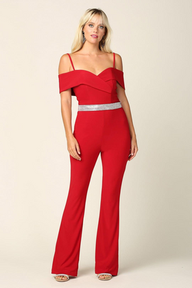 Eva USA 3422 Formal Off Shoulder Fitted Evening Jumpsuit