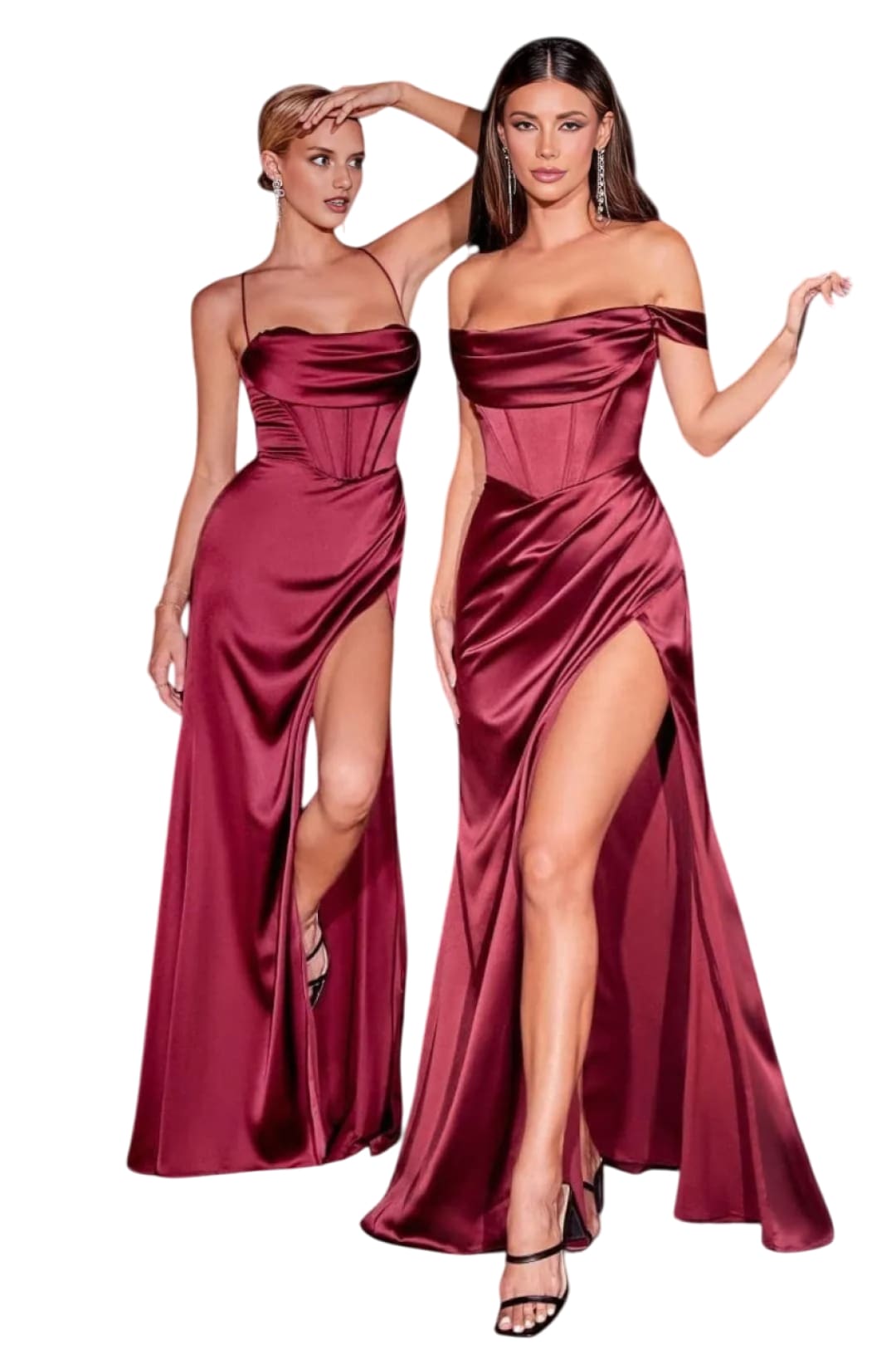 Formal Simple Slit Bridesmaids Evening Gown 2025 Elegant Dress - BURGUNDY / 2 - Dress