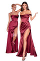 Formal Simple Slit Bridesmaids Evening Gown 2025 Elegant Dress - BURGUNDY / 2 - Dress