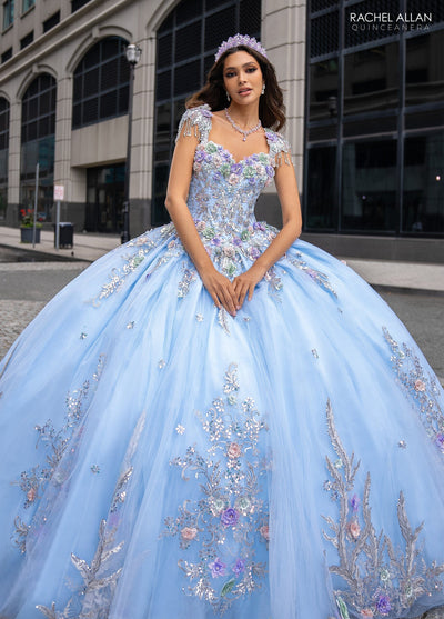 Rachel Allan RQ3126 Fringe Cap Sleeve Quinceanera Dress