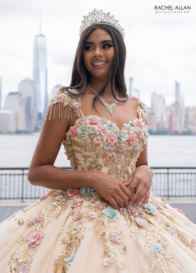 Rachel Allan RQ3126 Fringe Cap Sleeve Quinceanera Dress