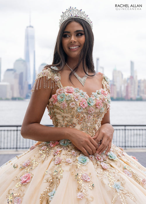 Rachel Allan RQ3126 Fringe Cap Sleeve Quinceanera Dress