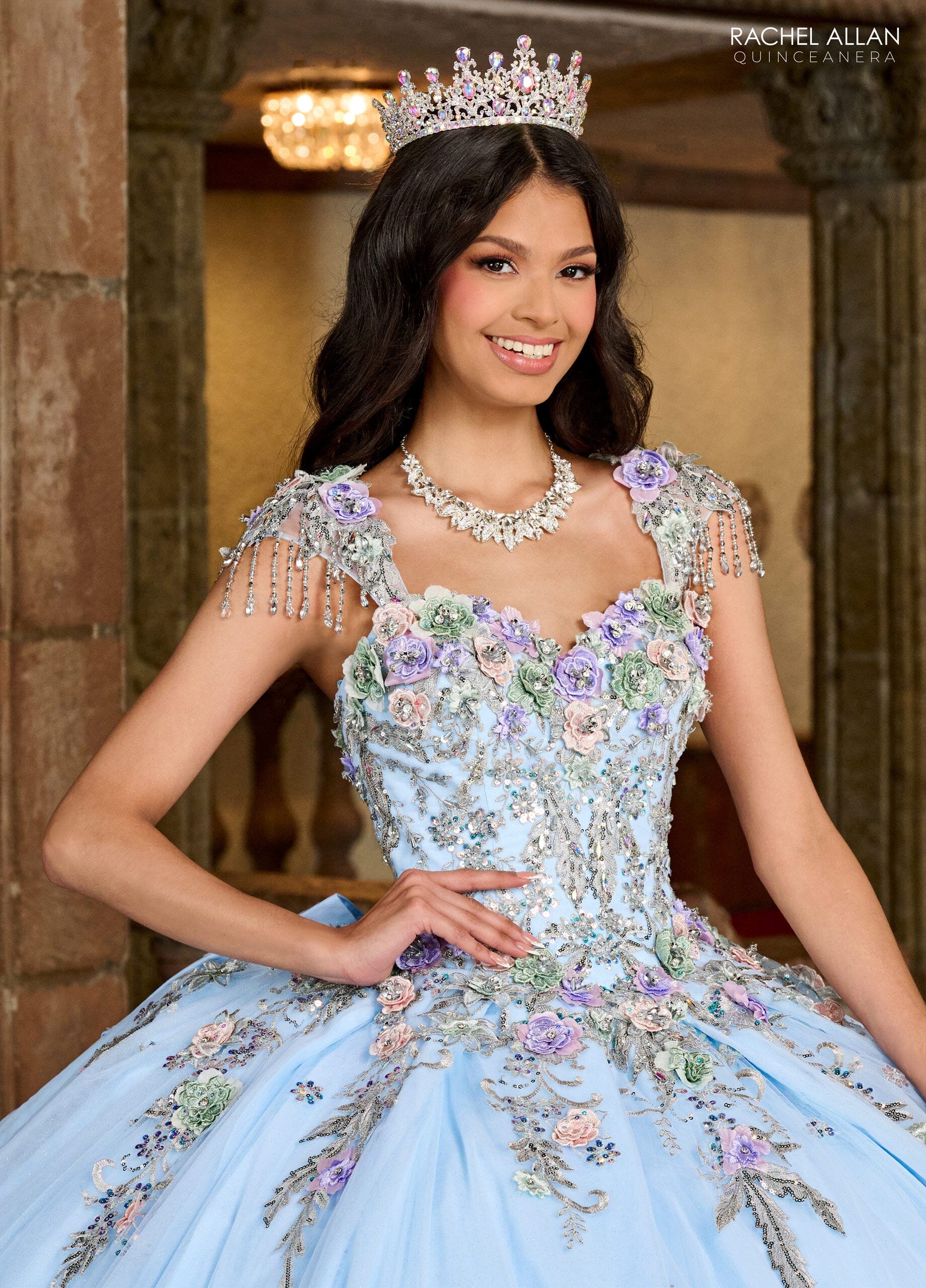 Rachel Allan RQ3126 Fringe Cap Sleeve Quinceanera Dress